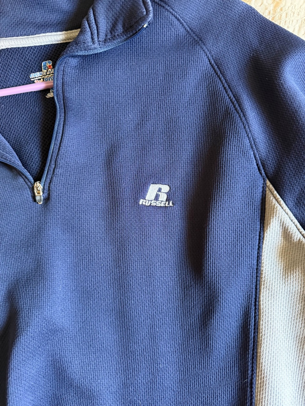 Russell Athletic Navy and Gray Quarter-Zip Jacket